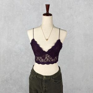 Y2K  Wet Seal Dark Plum Floral Sheer Lace Bralette Crop Top
